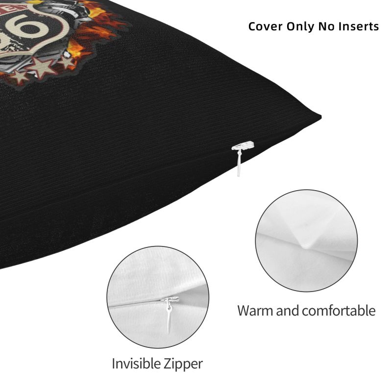 Custom Born To Ride Skull Cushion Cover 40X40Cm Route 66 Velvet Modern Pillow Case