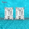 Smyoue 0.5-2CT Emerald Cut 18k Plated Moissanite Stud Earrings for Women Classic Bride 925  Silver Earring Lab Diamond