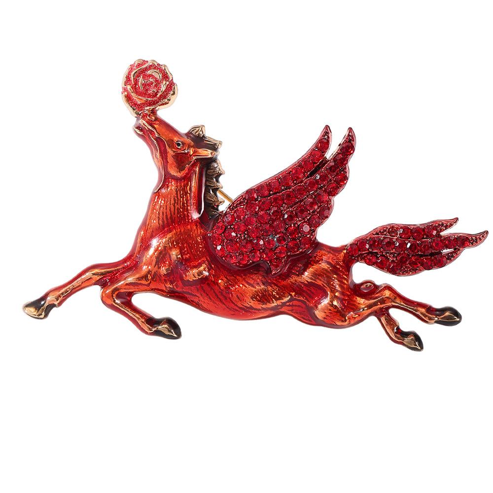 New Diamond Horse Brooch Premium Sense Delicate Painted Animal Year of the Horse Zodiac Brooch Men s Blazer Accessories