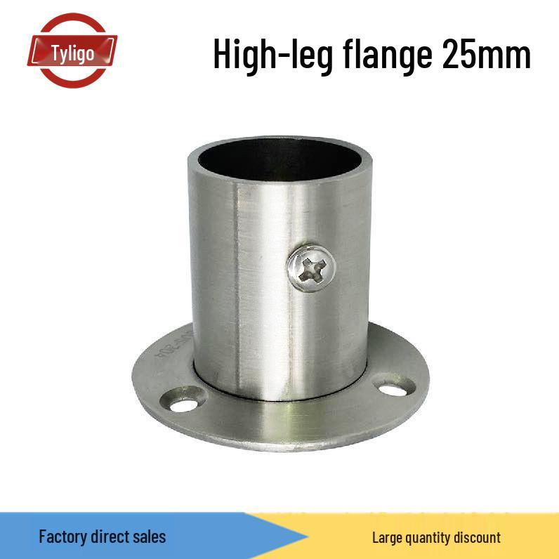 304 Stainless Steel High-Foot Flange Support Bracket for Round Tube and Towel Rods