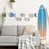5Pcs/Set Wooden Fish Wall Decoration School of Fish Beach Lake House Bathroom Wall Art Nautical Coastal Ocean Theme Hanging Ornament