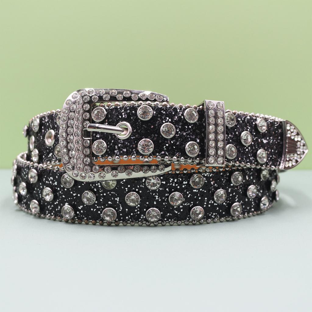 European and American Style Punk Belt Inlaid with Rhinestone Sequins Hot Girl Style Rock Fashion Belt Men's and Women's Belt