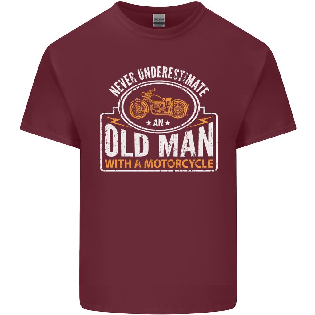 Old Unisex With a Motorcycle Biker Motorcycle Unisexs Light Cotton TShirt