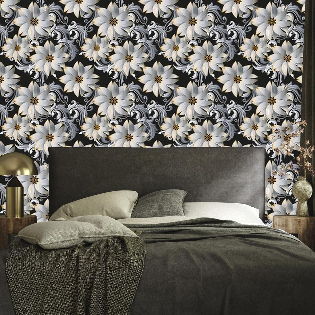 3D Wallpaper Optical Flowers and Leaves for Living Room and Bedroom 50x1000