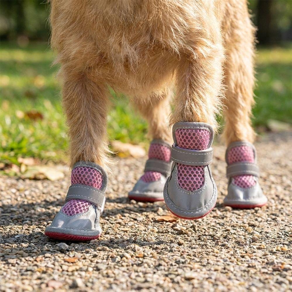 4Pcs Breathable Dog Mesh Shoes Non-Slip Puppy Foot Covers Pet Supplies Pet Net Boots Training