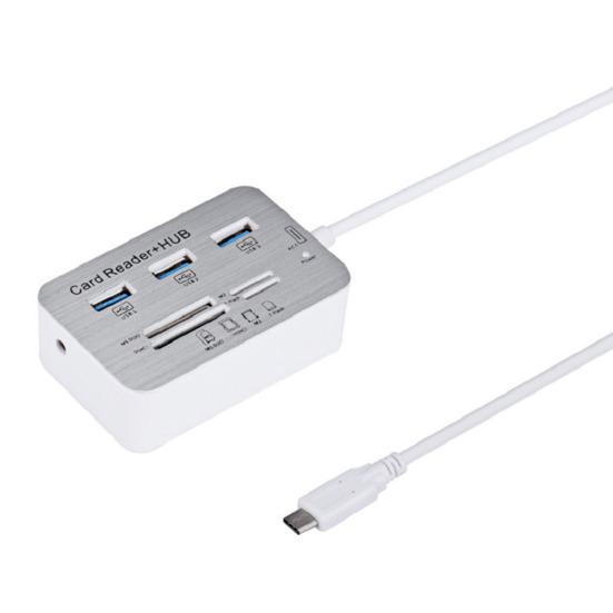 USB 3.0 Hub Card Reader 7-In-1 MS SD M2 TF Multi-in-1 Memory Adapter with 5Gbps Data Transfer Speed Overvoltage Protection for Windows
