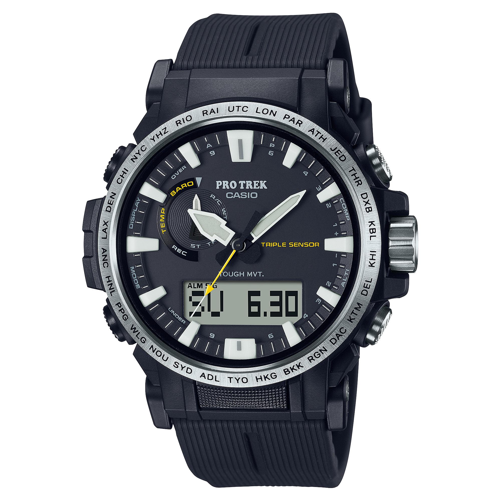

Casio Pro Trek Men s Stainless Steel 100M Water Resistant Digital Alarm Quartz Watch PRW-61-1A чорний