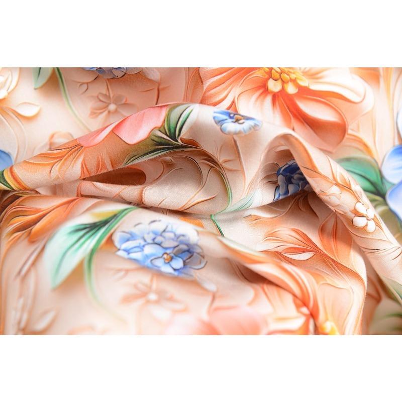 Dam Silke Jacquard Rundhals Kortärmad Tunn Mamma T-shirt Sommar Stor Storlek Blommig Bekväm Andningsbar Mångsidig Lös Topp