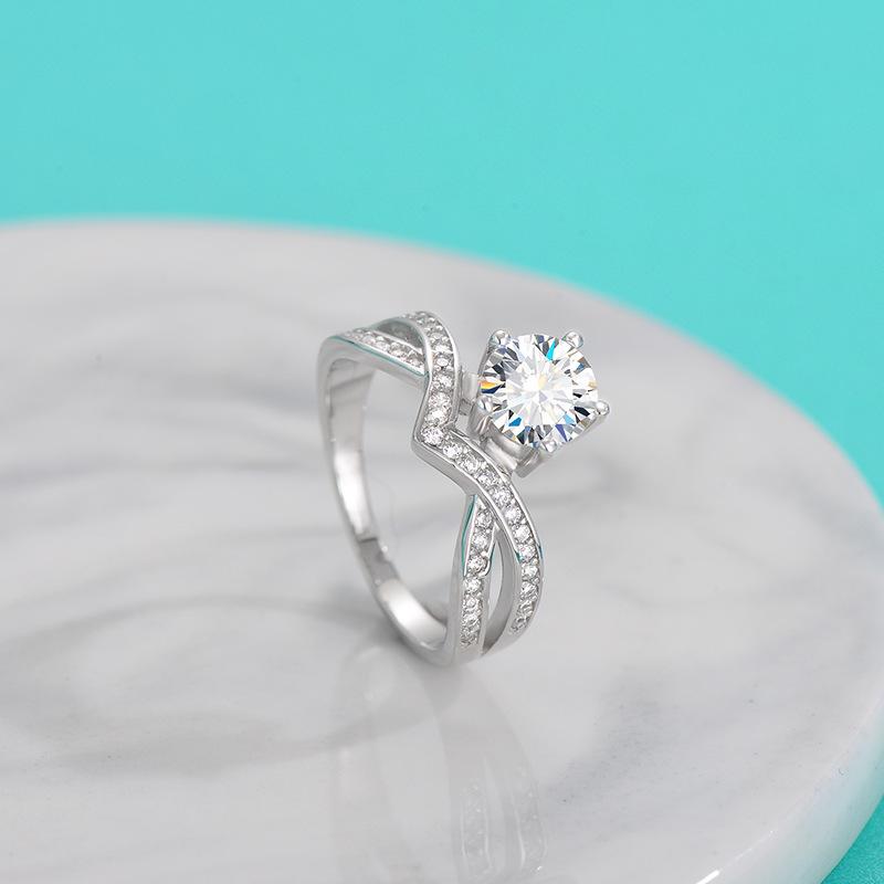 

Серебряное кольцо S925 пробы, серебряное кольцо с муассанитом, женское серебряное кольцо с короной из 1 карата в корейском стиле 5