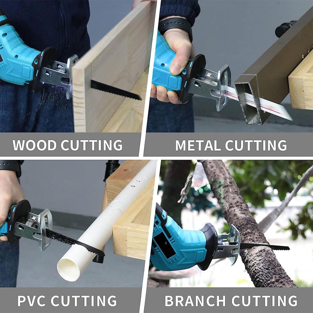 Cordless Portable Reciprocating Saw Adjustable Speed Chainsaw Wood Metal PVC Pipe Cutting Bandsaw Power Tool