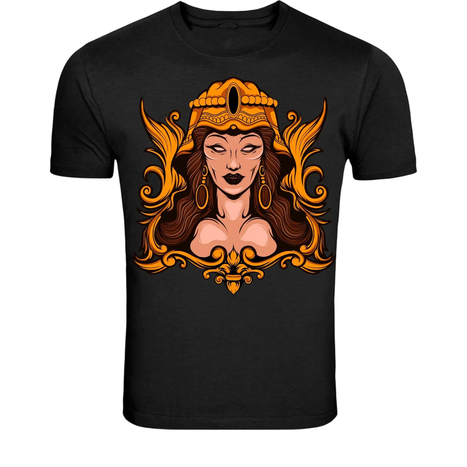 

Vintage Goddess Portrait T-Shirt - Mythology Queen Ornamental Art 2XL