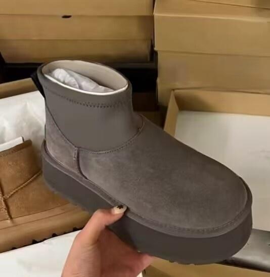 Fashion 2025 New Women Designer Winter Shoes Fur Lady High Heels Platform Snow Ankle Boots Classic Mini Luxury Botas Mujer Zapatos