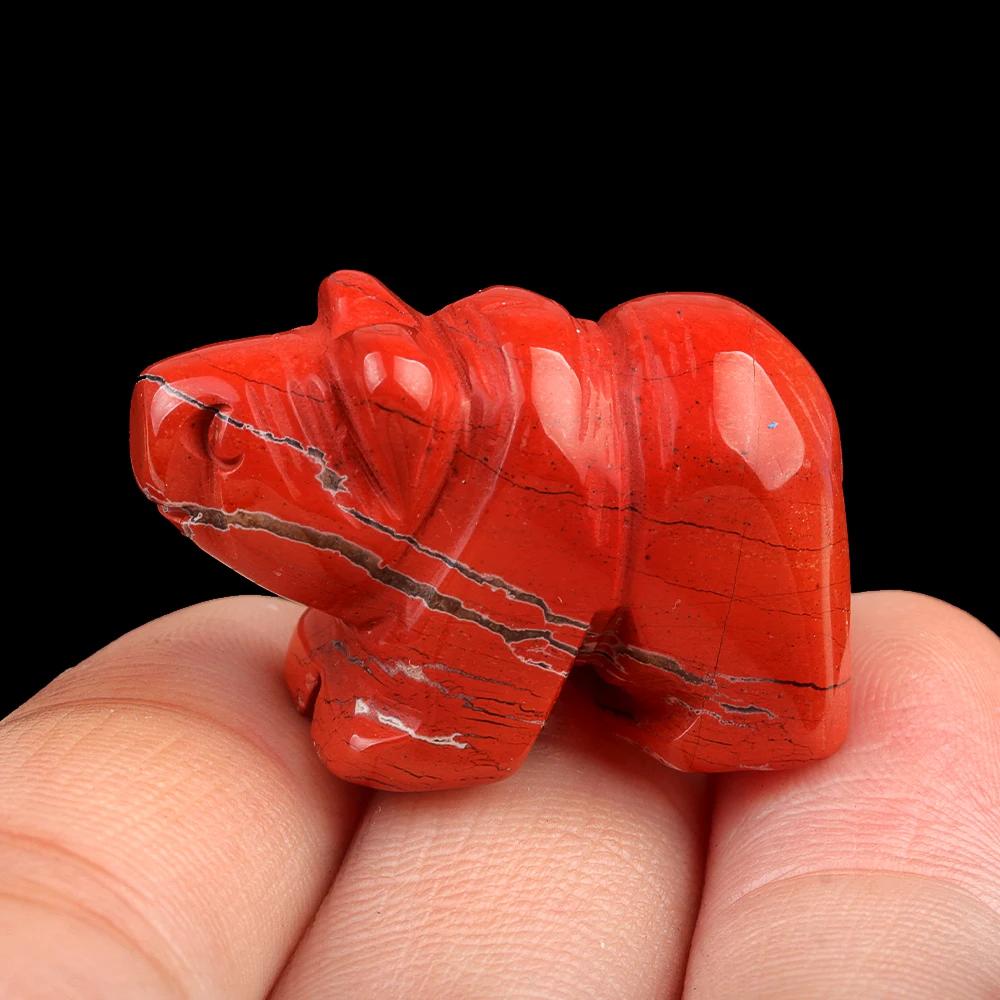 Natural Stone Bear Natural Jade Gemstone Animal Carving Charm Polar Bear Gemstone Crystal Bear Figurine Animal Statue Carving