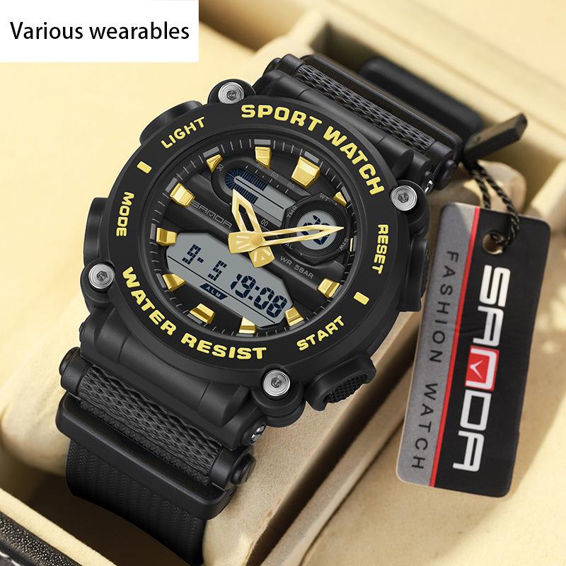 New Electronic Watch Multifunctional Outdoor Sports Green Light Waterproof Men's Watch Simple Creative Watch