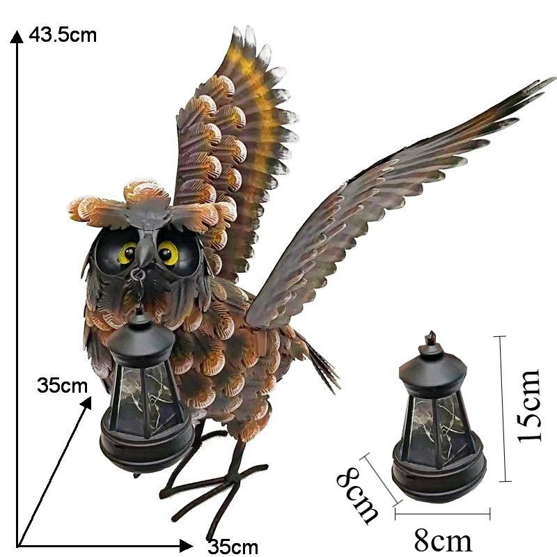 

Garden Ornaments Modern Figurines Aesthetic Decorative Mental Sculptures Creative Owl Accessories with Light Home Decorations