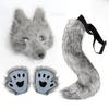 Maschera Realistica da Lupo Mannaro Zanne con Set di Halloween Include Coda in Eco-pelliccia Guanti con Artigli Accessori Costume Spaventoso per Cosplay Festa