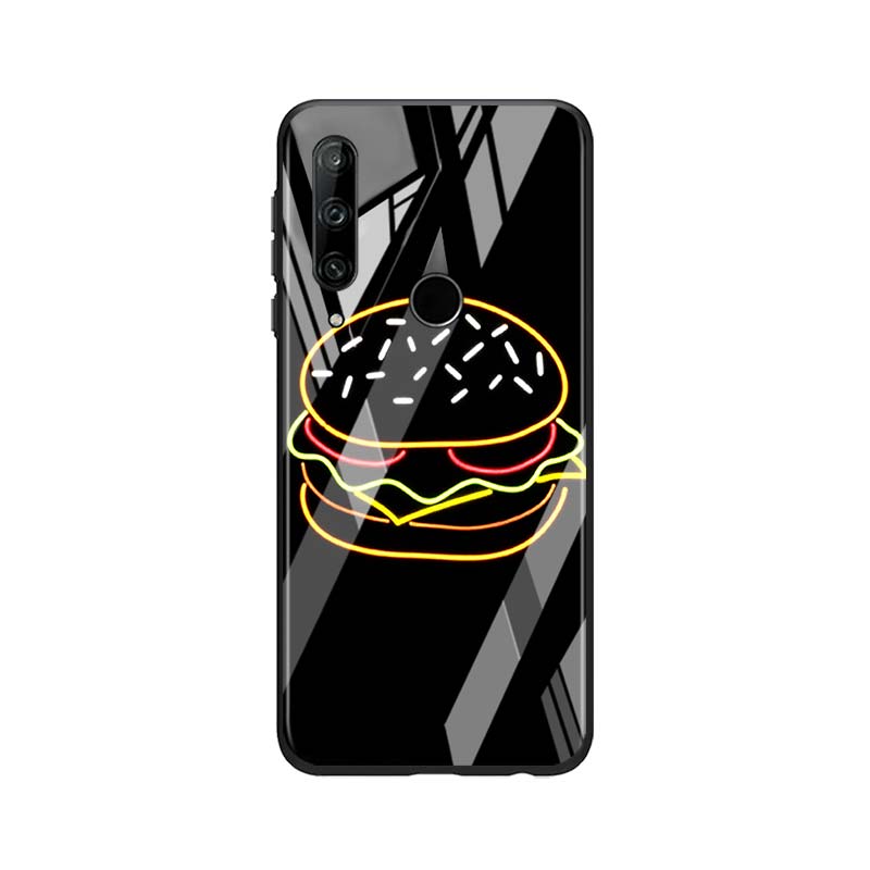 Gehärtetes Glas Neue Shell Luxusabdeckung Köstlicher Hamburger für Honor 30 20 10 9X 8X Pro Plus Lite Telefonhülle