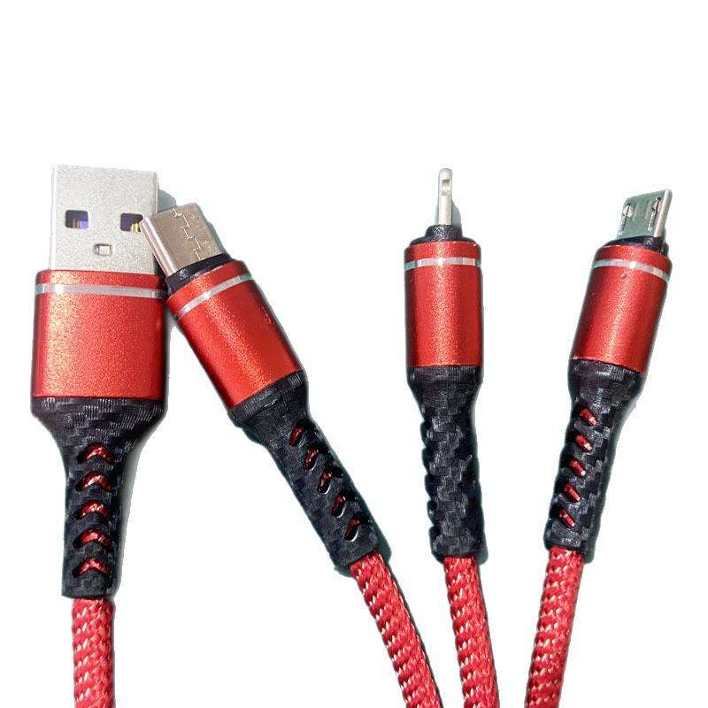 3-in-1 Fast Charge Nylon Braided Data Cable (3A)