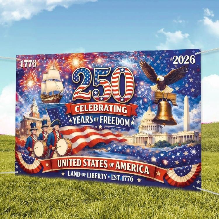 Washable Patriotic Event Decoration 250 Years American Commemorative Cloth For Indoor Outdoor Decorating