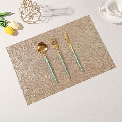 Rectangular Rose Placemat Insulated Dining Table Mat Heat-resistant Decorative Mat Household Vase Mat