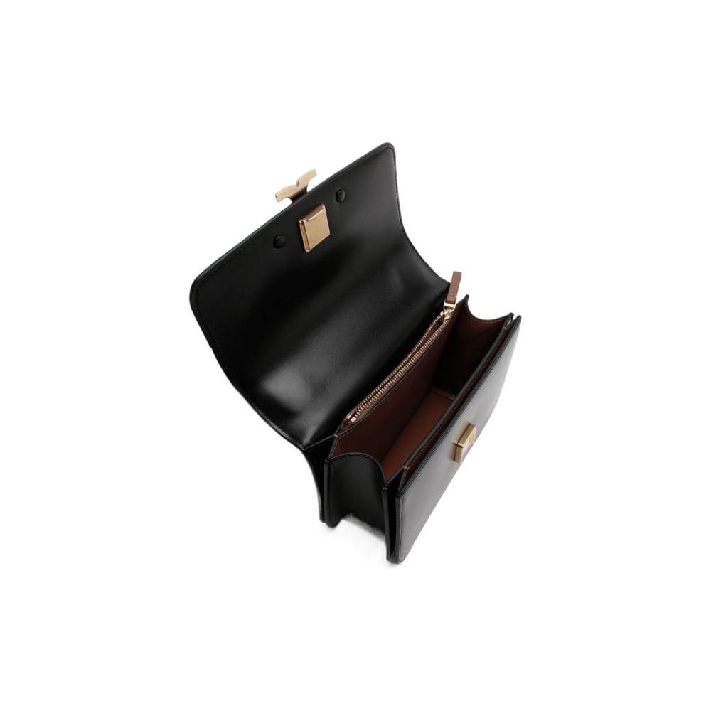 Tory Burch Eleanor 3D Brass Iconic Double T Logo Adjustable Metal Chain Strap Leather Small Square Crossbody Shoulder Bag Women Bags Black 73589-001