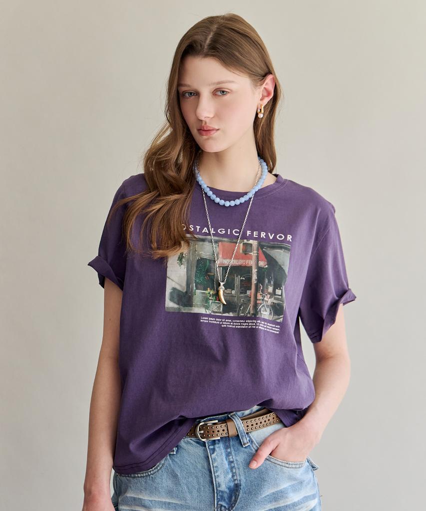 MAXZA Vintage Lettering Print Short Sleeve T-Shirt