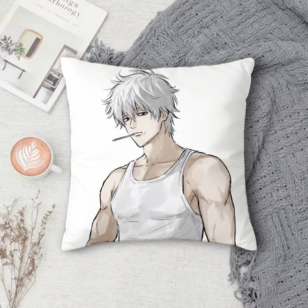 GGintama Anime  Doublesided Printed Square Pillow Cover Decorative Cushion Cover for Sofa Bedroom Bedside