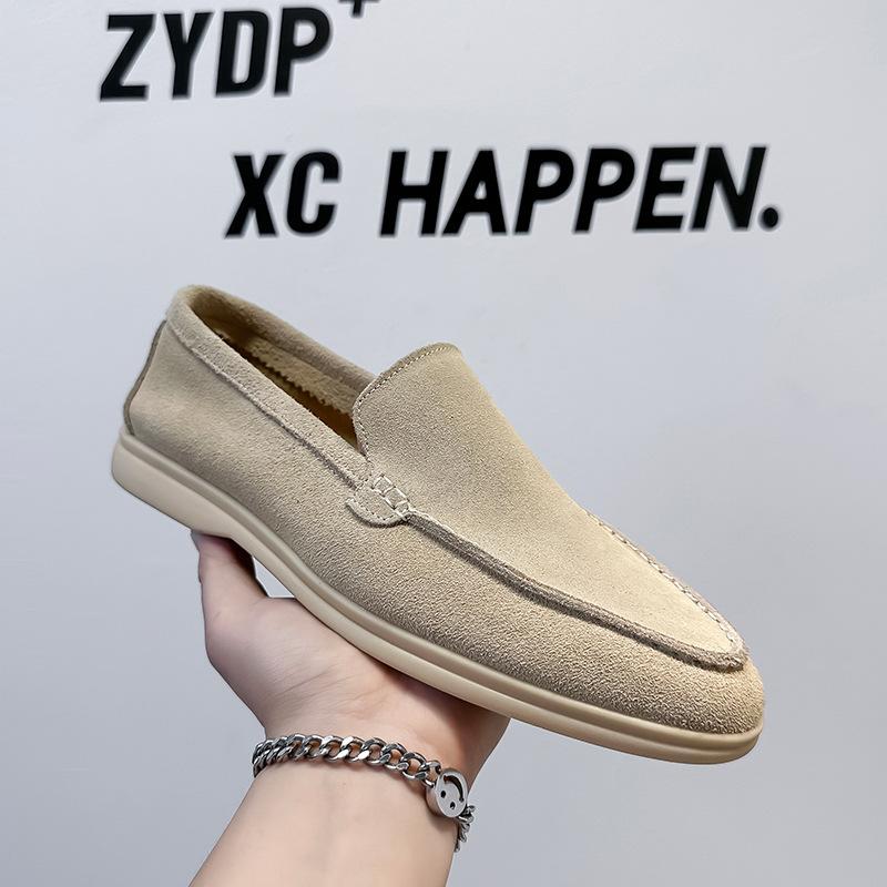 One-pedal men's shoes flat loafers casual foot cover lazy summer retro solid color leather shoes 8253-W