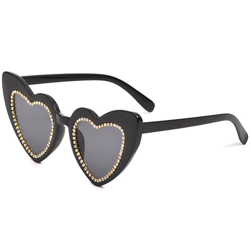 New love diamond-set peach heart love European and American trend sunglasses stage party festival photo sunglasses women