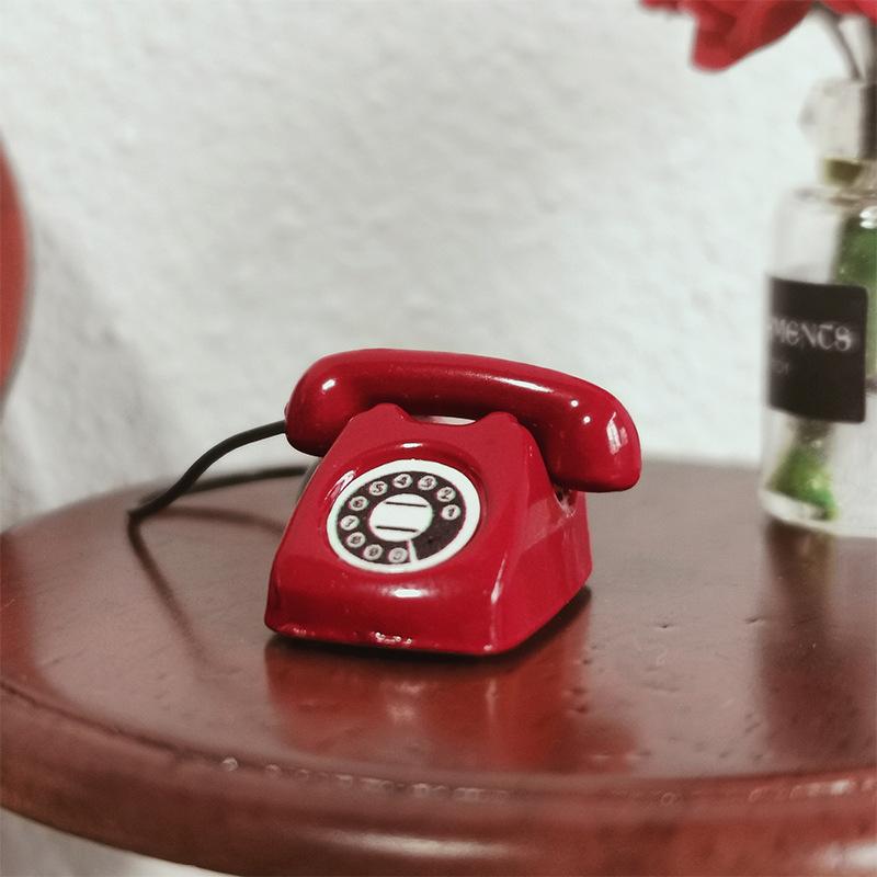Miniature Landline Telephone for Accessories, Phone Toy for Doll Furniture and Playset Decor
