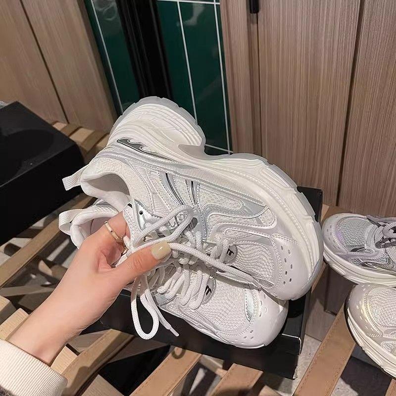 Daddy shoes girl's new fried street thick-soled retro breathable mesh lightweight casual sports shoes