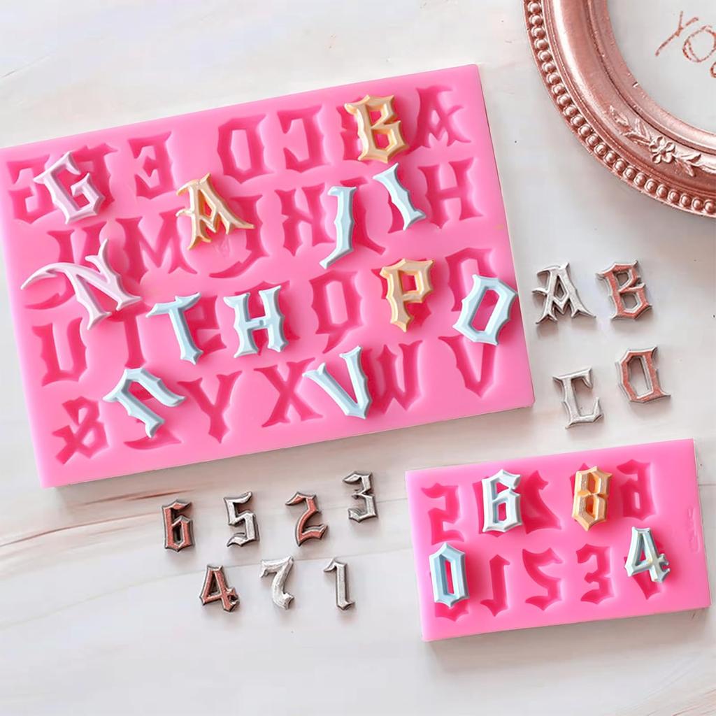 Letters Molds And Numbers Molds, 0-9 Number And 26 Letters Silicone Molds,Fondant Mold Chocolate Molds,Cookie Cutters,For Baking Desserts And Cake