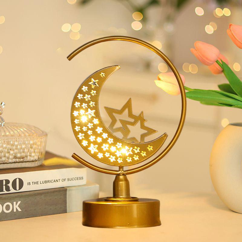 Eid Mubarak Iron Art Moon Star Led Hollow Light Ramadan Decoration 2026 Home Islamic Muslim Festival Party Supplies Eid
