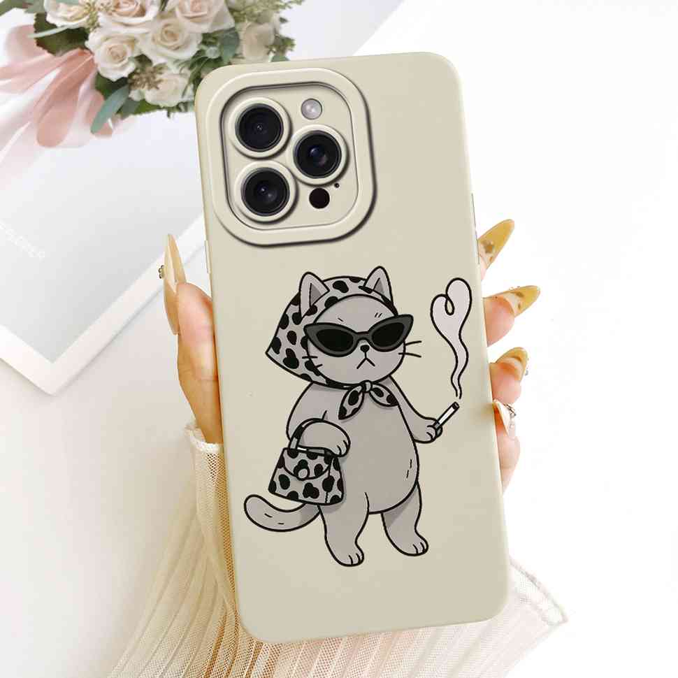 Für iPhone 13 Pro A2638 A2483 Hülle Cartoon Katze Blumen Silikonhülle Für iPhone 13Pro A2636 A2639 A2640 Handyhüllen Bumper
