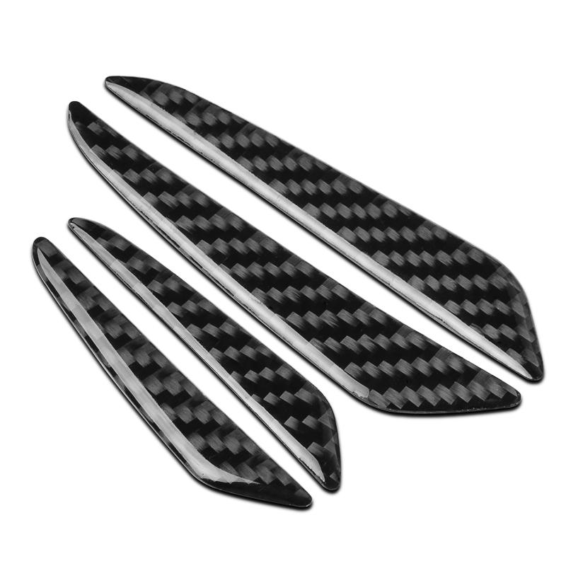 runmade 4Pcs/set Car Door Protector Side Edge Protection Guards Stickers For Universal Car Black / Silver Carbon Fiber Style