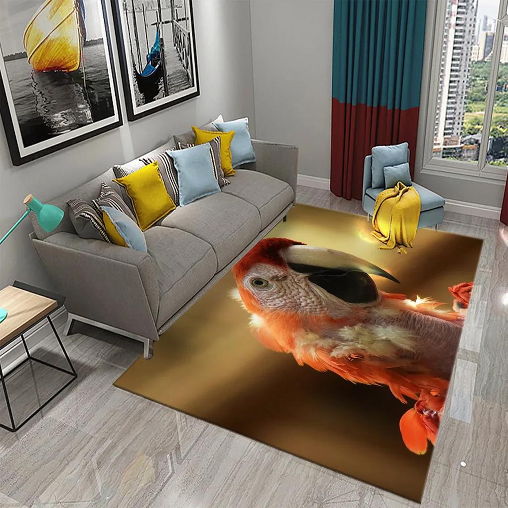 Colorful Parrot Carpet Animal Flower Rugs Kitchen Bathroom Entrance Non-Slip Carpet Bedroom Living Room Sofa Chair Decor Rugs