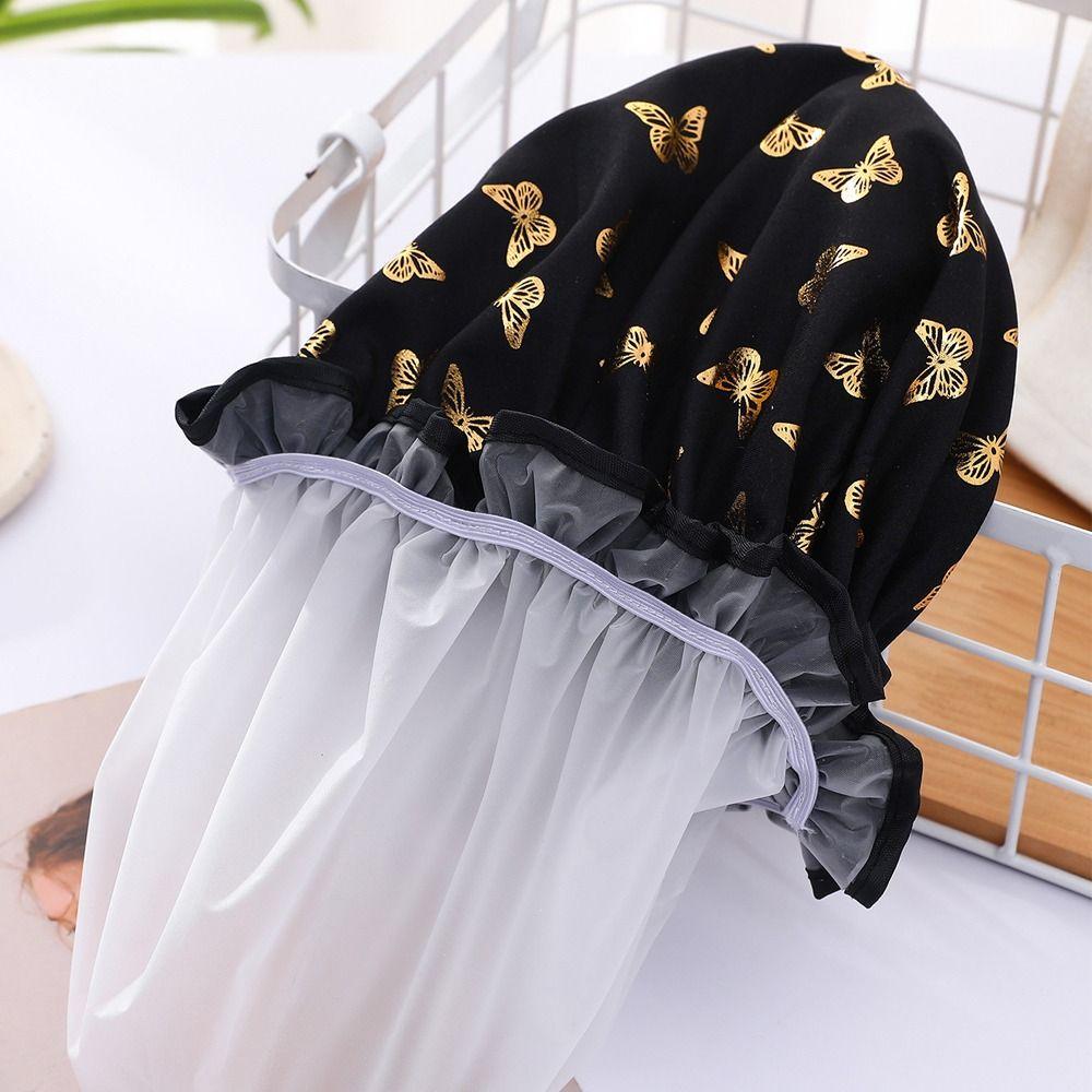 Double Hair Cap Waterproof Head Cover Reusable Shower Cap  Shampoo Hair Bath Makeup