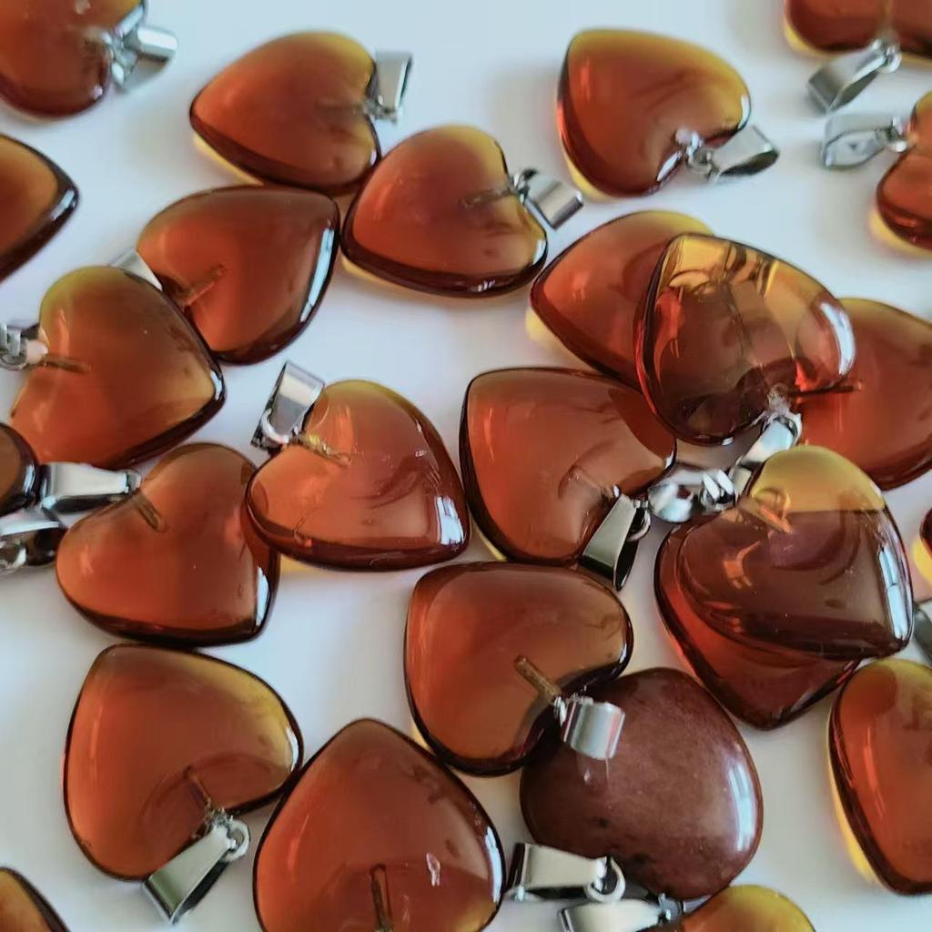 Heart-Shaped Natural Agate Pendant Necklace - 20mm Crystal Stone