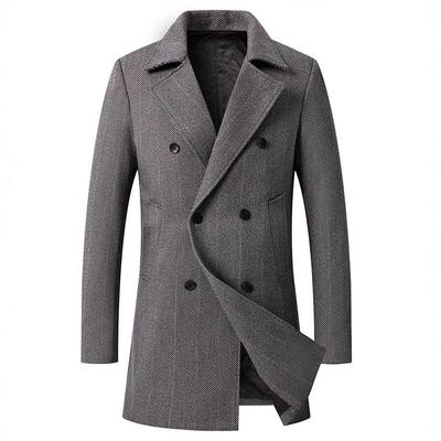 2024 Autumn/Winter Men's Plaid Woolen Coat: Mid-Length, Warm, European Size