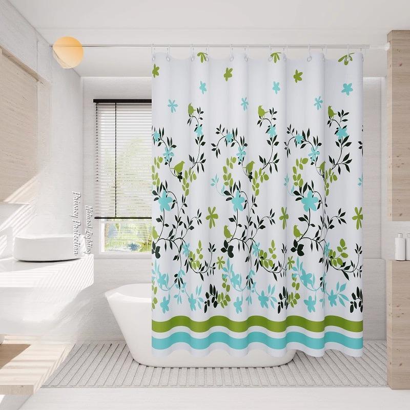 Transparent Waterproof Shower Curtain Bathroom Translucent Partition Curtain Easy Clean Wipe Mildew Proof Curtains with Hooks