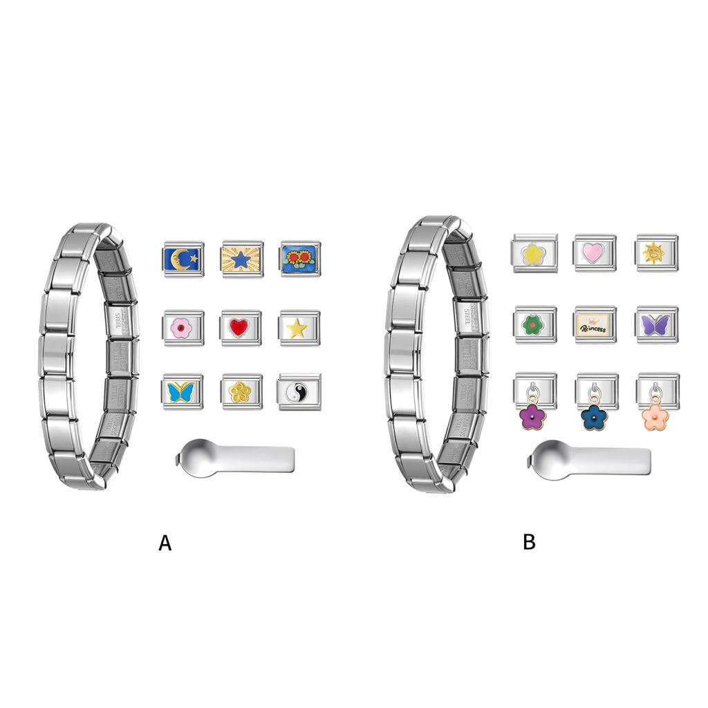 Italienisches Modularmband Verbindungsglieder Schmuckzubehör Edelstahltextur Geeignet für Schmuckliebhaber