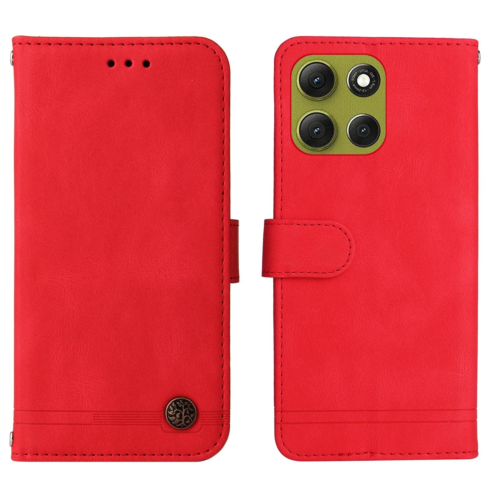 

Для Motorola Moto G86 Power 5G/G86 5G Кожаные чехлы-кошельки Чехол для телефона с приятной на ощупь кожей Подставка с ремешком Red