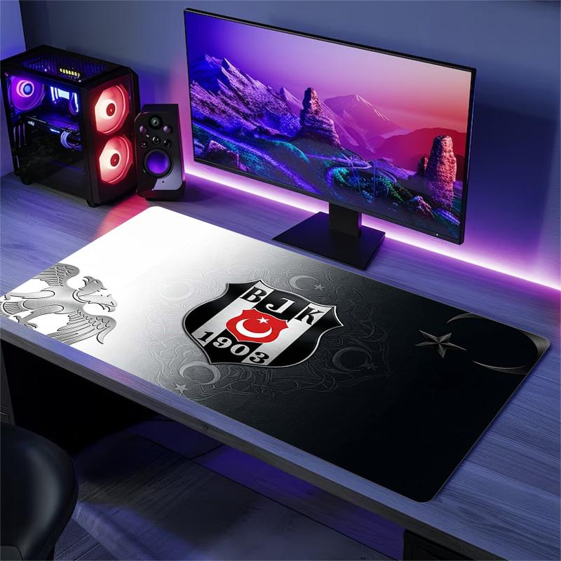 BJK Besiktas Farbe Mauspads Großes Gaming Tischkissen Rutschfestes Laptop Tablet Großes Mauspads XXL Matte Mini PC Spielmatte Mit Verriegeltem Rand 30cmx60cm(11.8x23.6inch)