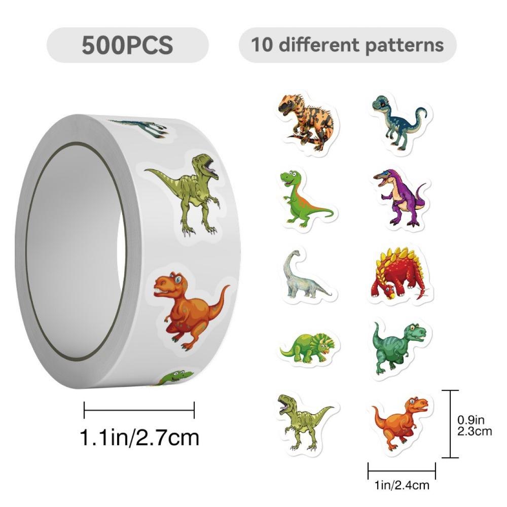 500pcs Dinosaur Stickers Colorful Self-Adhesive Decals Laptops Luggage Skateboards PVC Stickers Scrapbooking DIY Crafts Supplies