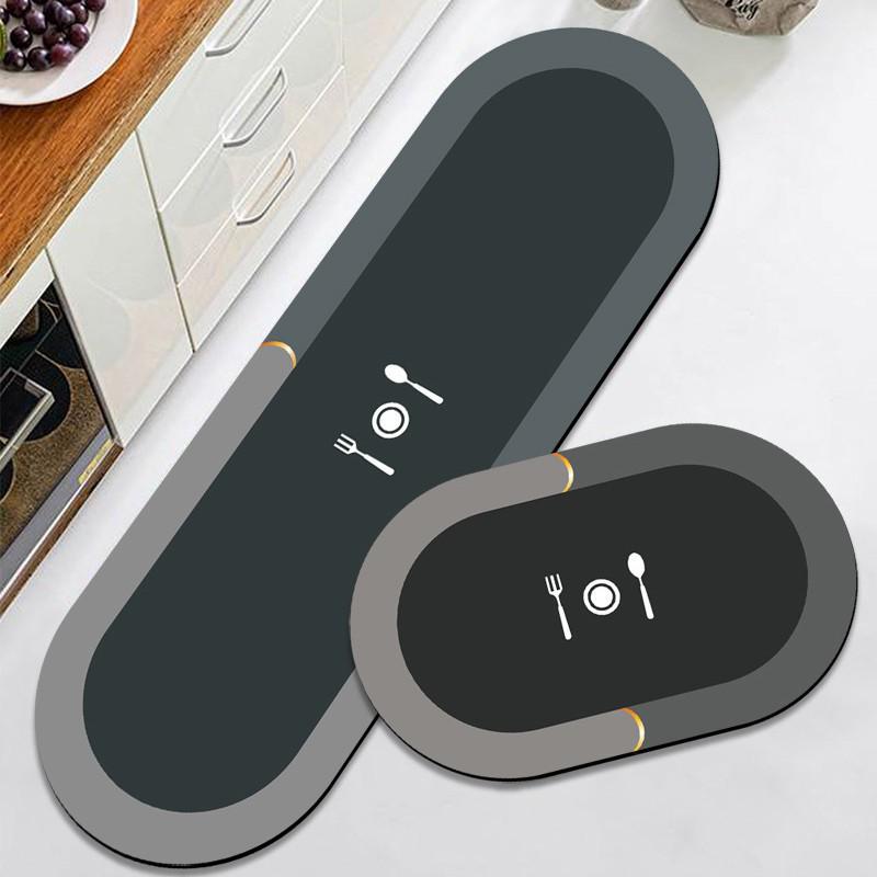 Non-Slip Diatom Mud Kitchen Rug: Solid Color, Oil-Proof, Water-Absorbent, Quick-Drying Floor Mat for Home Use