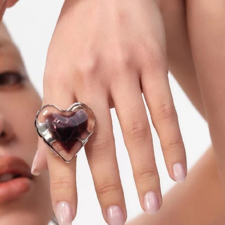 Adorable Finger Rings Party Accessories Heart Shape Adjustable Weddings Rings Alloy Texture for Fashion Casual Looks