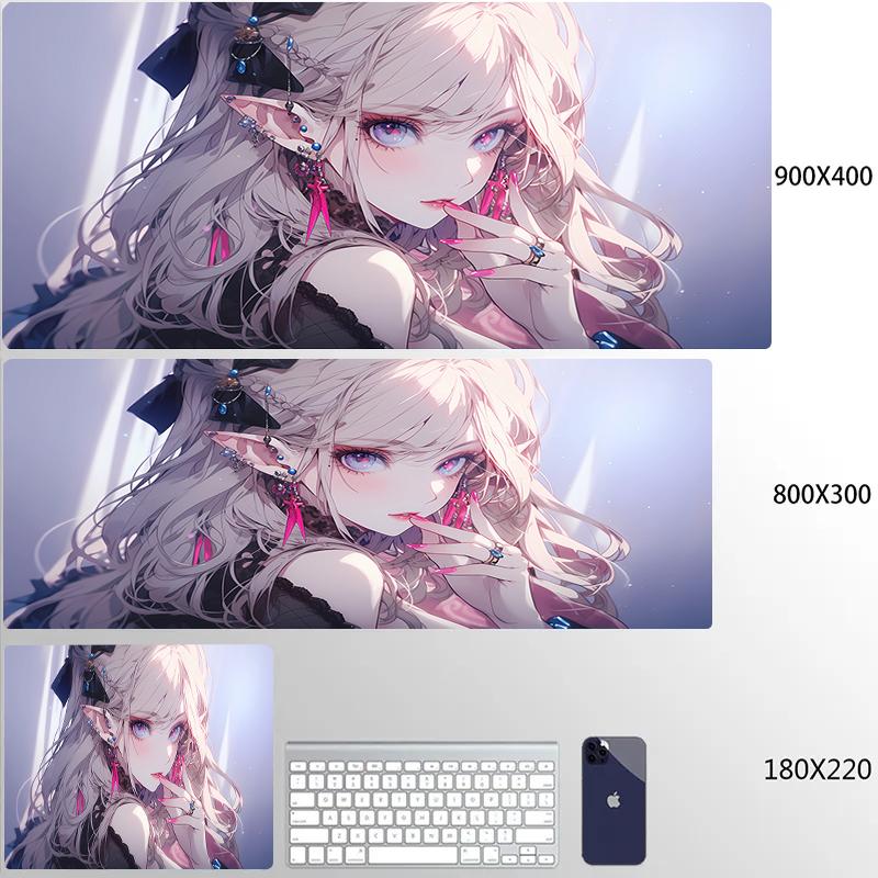 Large Gaming Mousepad Cute Anime Girls Locking Edge Keyboard Mouse Pad Gamer Non-Slip Computer Mouse Mat Kawaii Deskmat Carpet