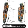 Adesivo Tatuaggio Completo per Braccio Uomo: Design Realistico Impermeabile, Motivo Tigre e Teschio