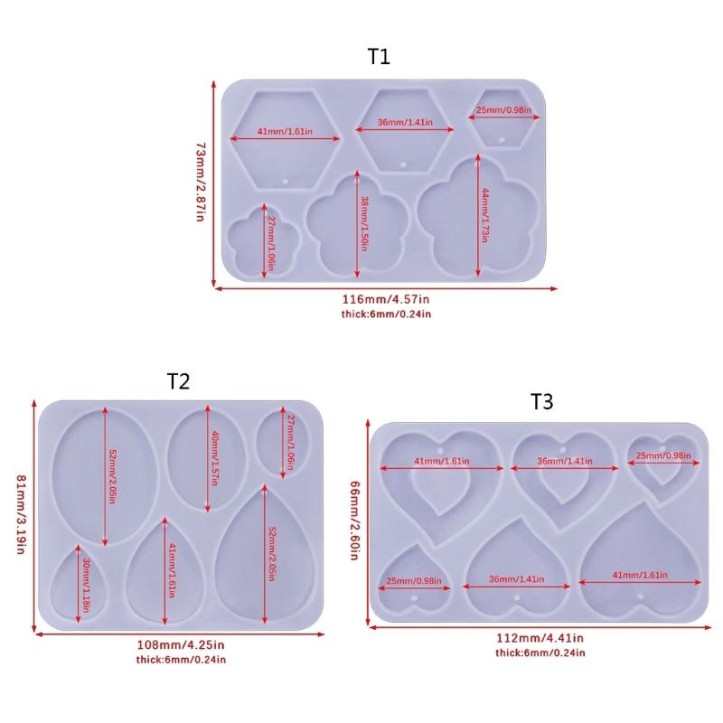 Diy Crystal Epoxy Mold Earrings Jewelry Mold Hanging Pendant Decoration Multiple Styles Round Oval Mirror Silicone Mold