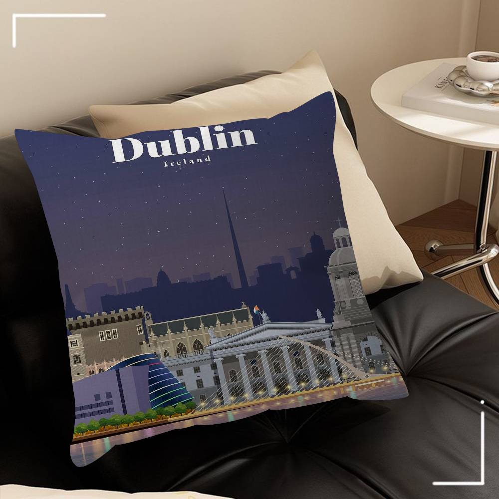 World Famous Tourist Cities Cushion Cover Inches Farmhouse Decor Home Throw Pillow Covers For Couch Decorations